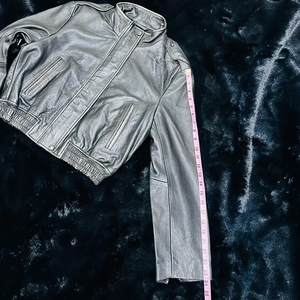 ZARA Black Leather Distressed Biker Jacket - Picture 9 of 16